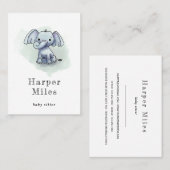 かわいい象のベビーシッターナニー名刺 名刺 (正面/裏面)