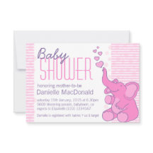 かわいい象のベビーシャかわいらしワーピンクの招待