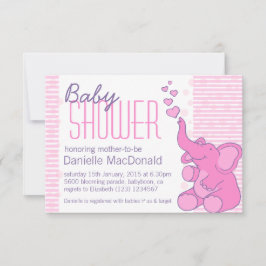 かわいい象のベビーシャかわいらしワーピンクの招待 招待状