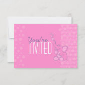 かわいい象のベビーシャかわいらしワーピンクの招待 招待状 (裏面)