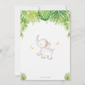 かわいい象のベビーシャワーのジャングル動物の男の子 招待状 (裏面)