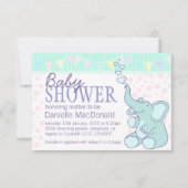 かわいい象のベビーシャワーのバンティング招待状 招待状 (正面)