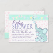 かわいい象のベビーシャワーのバンティング招待状 招待状 (正面/裏面)