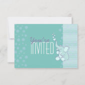 かわいい象のベビーシャワーの水の青の招待 招待状 (裏面)