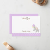 かわいい象のベビーシャワーサンキューカード ノートカード (正面/裏面インサイチュ)