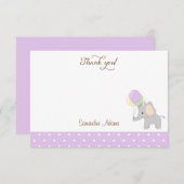 かわいい象のベビーシャワーサンキューカード ノートカード (正面/裏面)