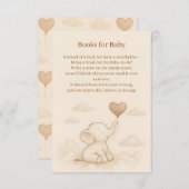 かわいい象のベビーシャワー封入カード エンクロージャーカード (正面/裏面)