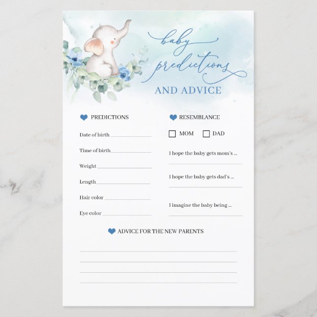 かわいい象のベビー予測とアドバイスゲーム (正面)