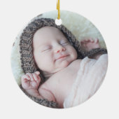 かわいい象のベビー初めてのクリスマスガールフォト セラミックオーナメント (裏面)