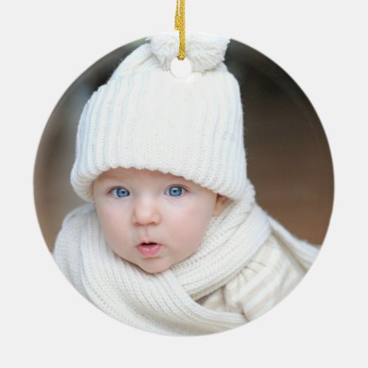 かわいい象のベビー初めてのクリスマス写真名 セラミックオーナメント (裏面)