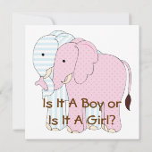 かわいい象のベビー性別がパーティーを明かす 招待状 (裏面)