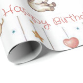 かわいい象のベビー誕生日 ラッピングペーパー (ロールコーナー)