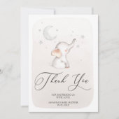 かわいい象のベージュベ男女兼用イジャー サンキューカード (正面)