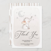 かわいい象のベージュベ男女兼用イジャー サンキューカード (正面/裏面)