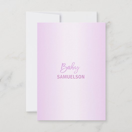 かわいい象のリースの紫色のラベンダーのベビーシャワー 招待状 (裏面)