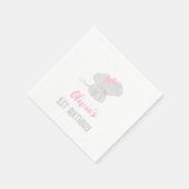 かわいい象の一歳誕生日ガール スタンダードカクテルナプキン (角)