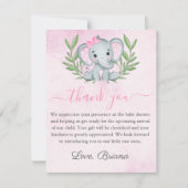 かわいい象の写真トロピカルガールベビーシャワーInvi 招待状 (正面)