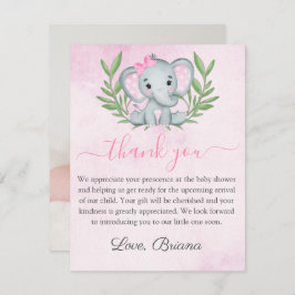 かわいい象の写真トロピカルガールベビーシャワーInvi 招待状