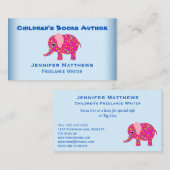 かわいい象の動物の児童図書の作家の作家 名刺 (正面/裏面)