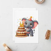 かわいい象の十六歳の誕生日 ノートカード (正面/裏面インサイチュ)