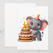 かわいい象の十六歳の誕生日 ノートカード (正面/裏面)