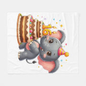 かわいい象の十六歳の誕生日 フリースブランケット (正面(横))