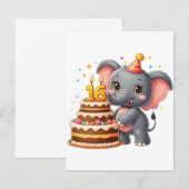 かわいい象の十六歳の誕生日 招待状 (正面/裏面)