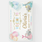 かわいい象の双子の男の子の子の赤ちゃんシャワー背景 横断幕 (縦)