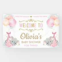 かわいい象の双子ガールズベビーシャワー背景