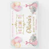 かわいい象の双子ガールズベビーシャワー背景 横断幕 (縦)
