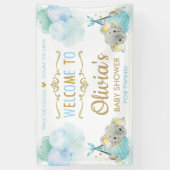 かわいい象の双子ボーイズ赤ちゃんシャワー背景 横断幕 (縦)