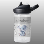 かわいい象の名前を追加する星の子供グレー ウォーターボトル<br><div class="desc">CamelBak Eddy®水子供へ瓶。名前を付けてパーソナライズ白と灰色の星を持つ可愛いゾウが登場。</div>