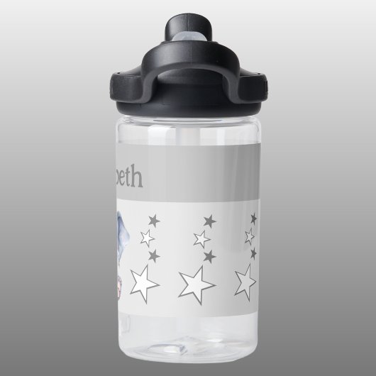 かわいい象の名前を追加する星の子供グレー ウォーターボトル