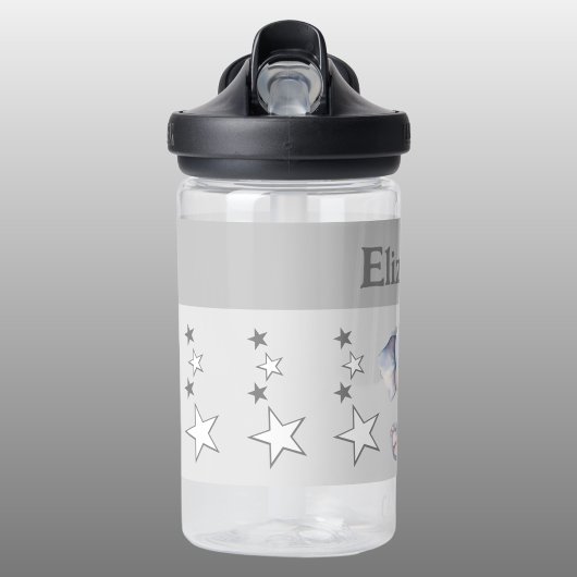 かわいい象の名前を追加する星の子供グレー ウォーターボトル