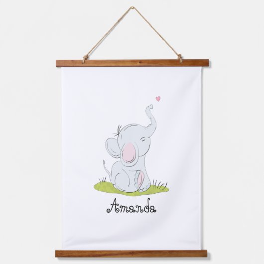 かわいい象の壁タペストリー 吊り下げ型タペストリー (正面)