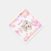 かわいい象の夏カラフルの女の子1st誕生日 スタンダードカクテルナプキン (角)