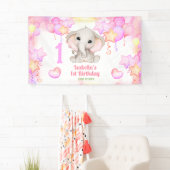 かわいい象の夏カラフルの女の子1st誕生日 横断幕 (インサイチュ)