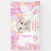 かわいい象の夏カラフルの女の子1st誕生日 横断幕 (縦)