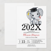 かわいい象の大学院招待状 招待状 (正面/裏面)