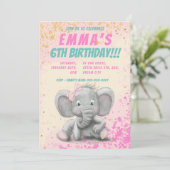 かわいい象の女の子の招待 案内状 (スタンド正面)