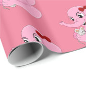 かわいい象の女の子の漫画のラッピング紙 ラッピングペーパー (ロールコーナー)