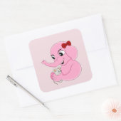 かわいい象の女の子の漫画の正方形のステッカー スクエアシール (封筒)