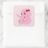 かわいい象の女の子の漫画の正方形のステッカー スクエアシール (バッグ)