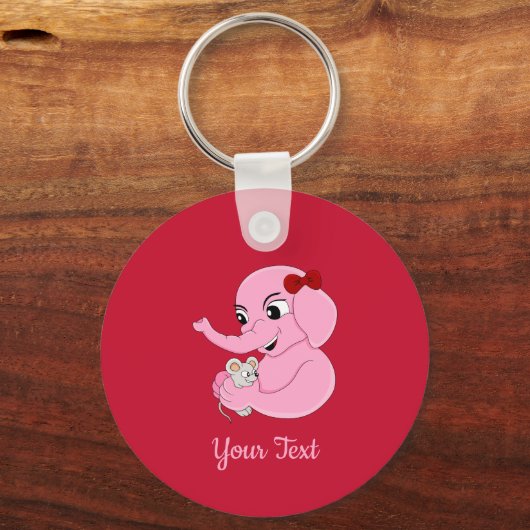 かわいい象の女の子の漫画キーチェーン キーホルダー (正面)