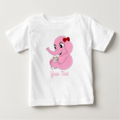 かわいい象の女の子の漫画ベビーTシャツ ベビーTシャツ (正面)