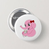 かわいい象の女の子の漫画ボタン 缶バッジ (正面&裏面)