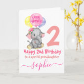 かわいい象の女の子の誕生日カード カード (黄色い花)