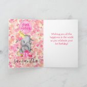 かわいい象の女の子の誕生日カード カード (内部)