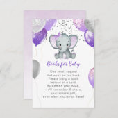 かわいい象の女の子の風船ブックスベビー エンクロージャーカード (正面/裏面)