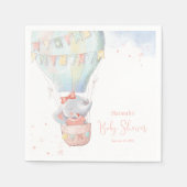 かわいい象の女の子ピンク赤ちゃんシャワーナプキン スタンダードカクテルナプキン (正面)